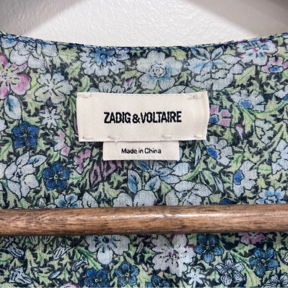 Zadig& Voltaire Betty Mousseline Liberty Garden Floral Wrap Dress, Mini, S - Picture 5 of 15